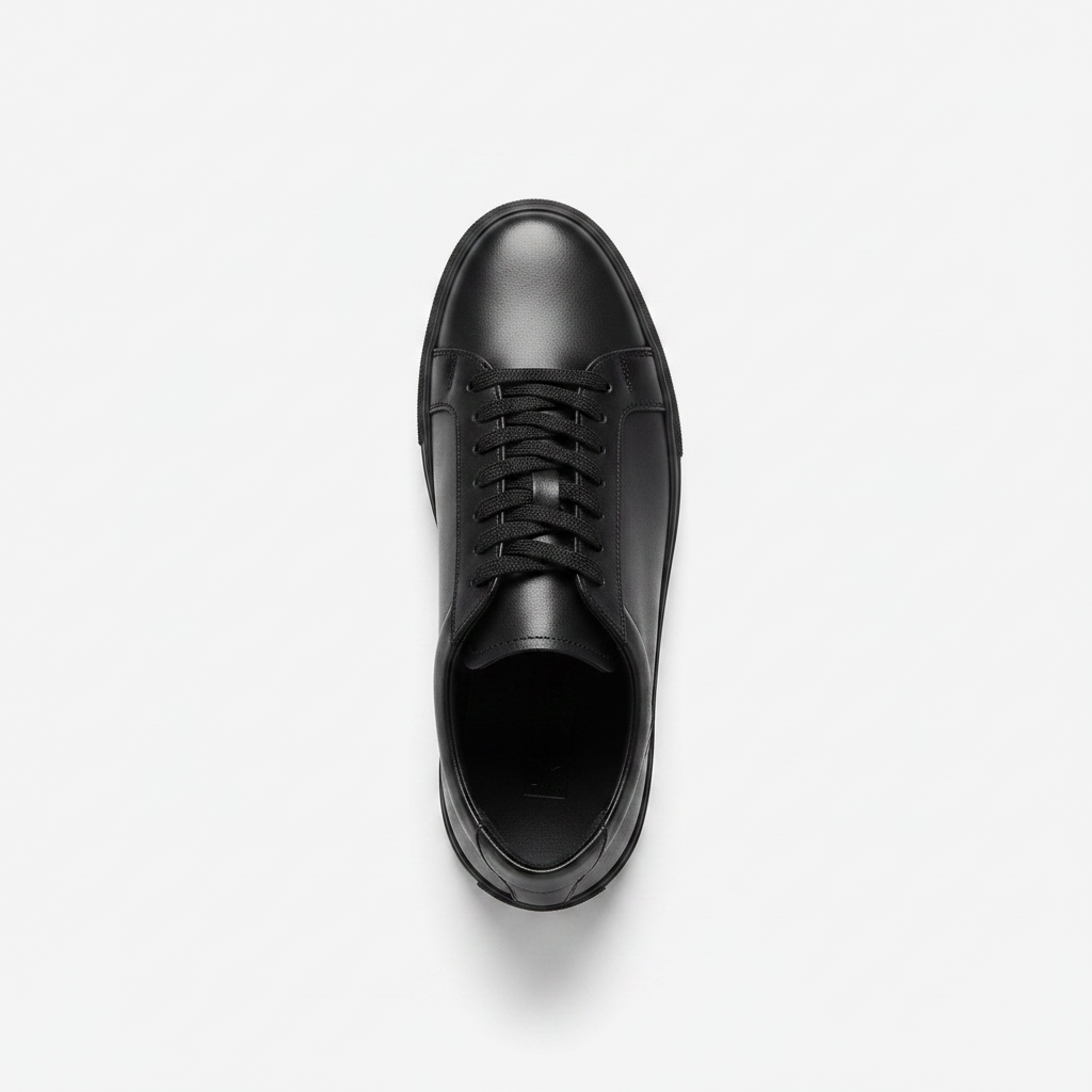 Noivin sneaker low-top leather total black overhead flat lay view