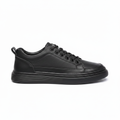 Noivin — Black Leather Sneaker, Side Profile