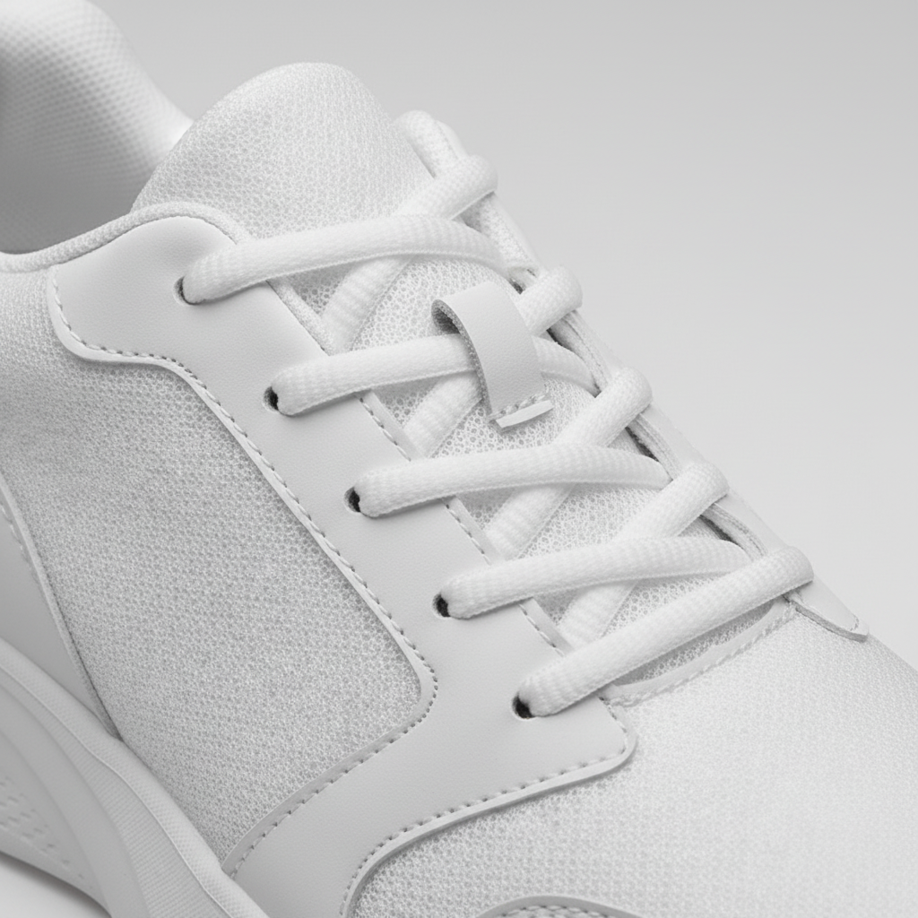 Noivin — Blanc total, close-up lacets