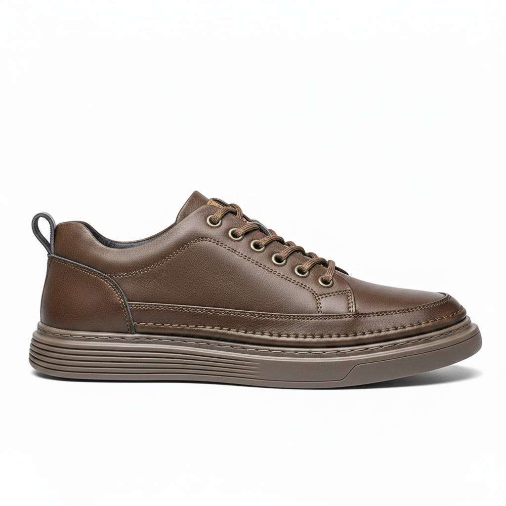 Noivin — Brown Leather Sneaker, Side Profile