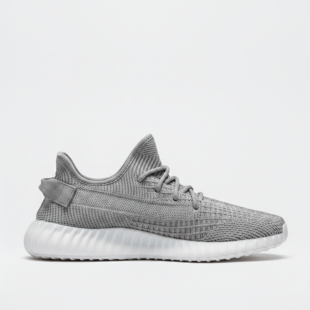 Noivin — Grey Knit Sneaker, Side Profile