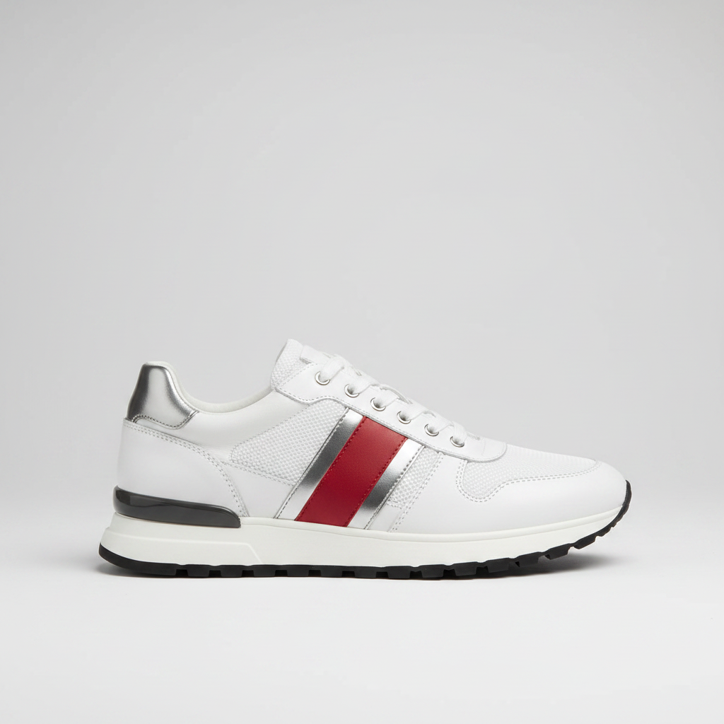 Noivin — Sneaker Blanc/Rouge, profil latéral studio