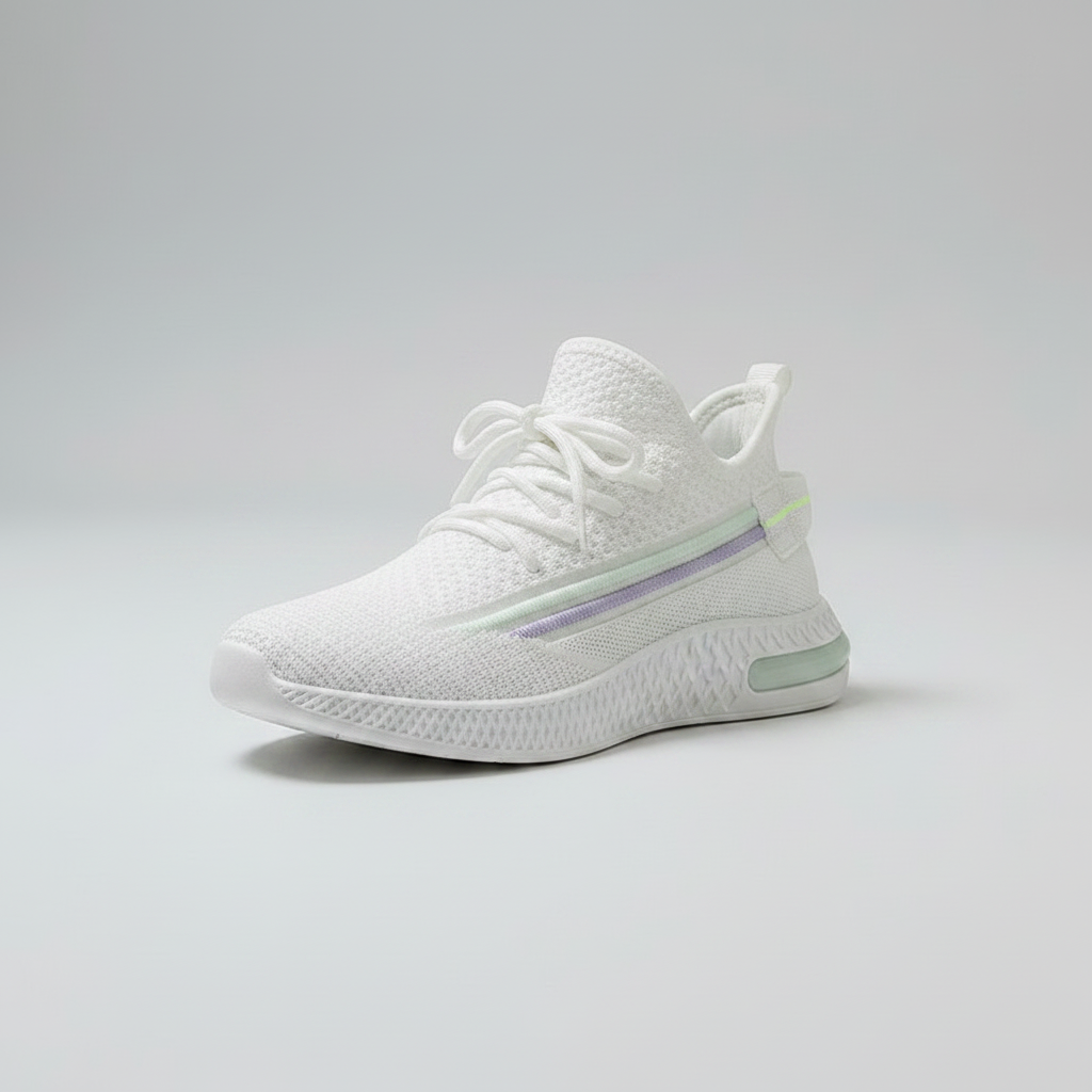 Noivin White Knit Sneaker — 3/4 Front Catalog