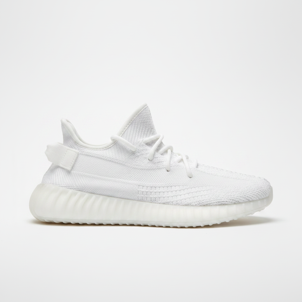 Noivin — White Knit Sneaker, Side Profile