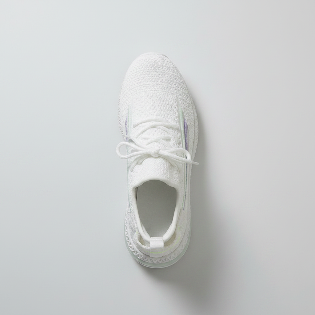 Noivin White Knit Sneaker — Top-Down Flat Lay
