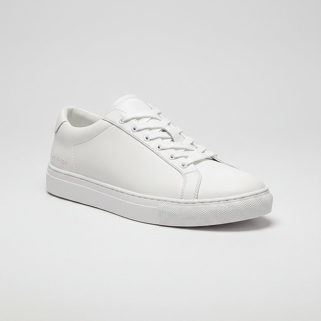 Noivin White Leather Sneaker — 3/4 Front