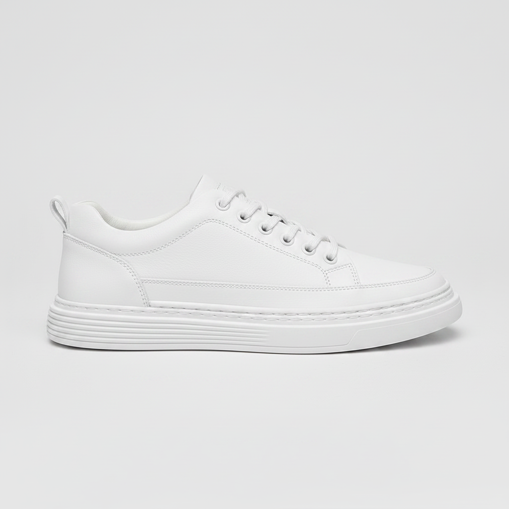 Noivin — White Leather Sneaker, Side Profile