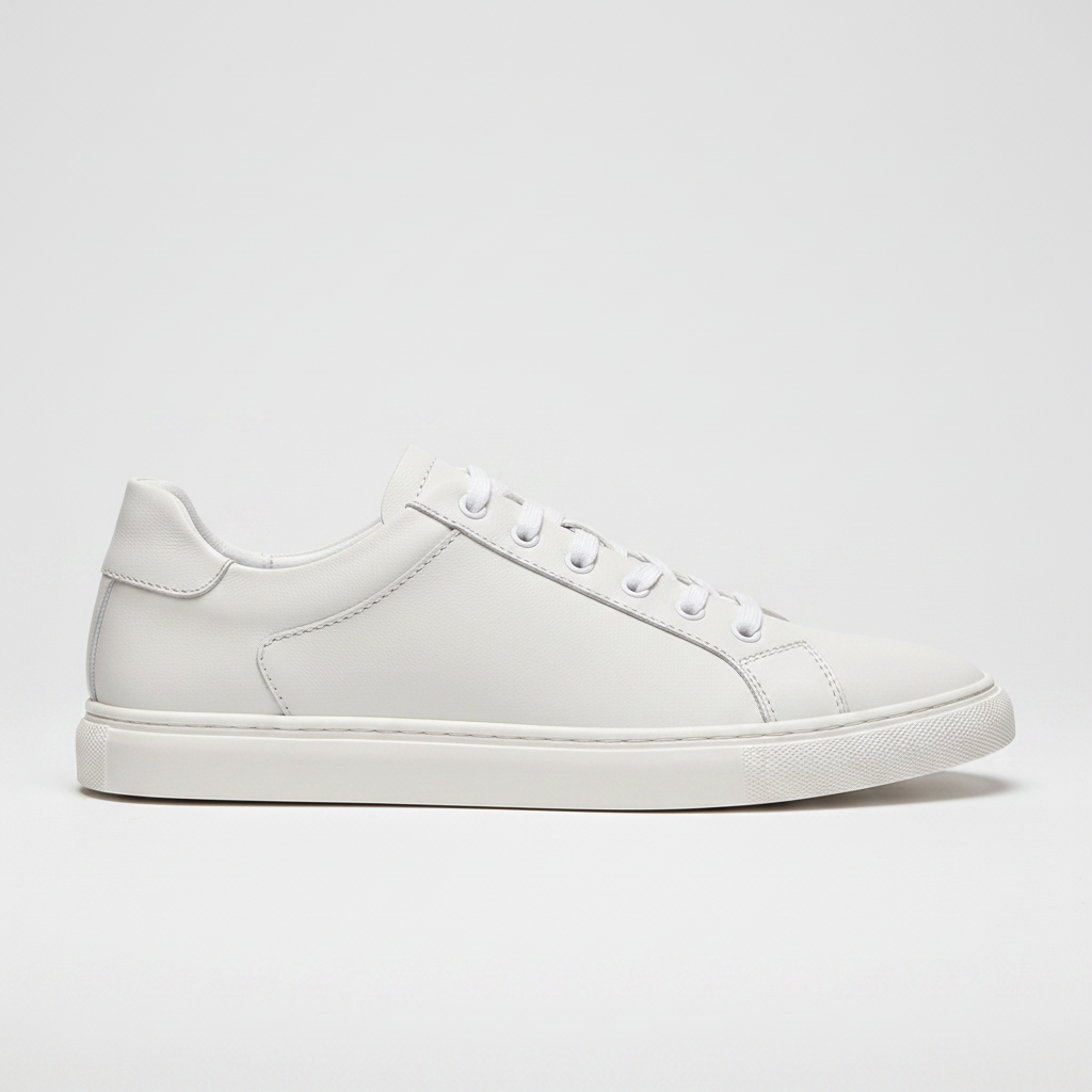 Noivin White Leather Sneaker — Side Profile