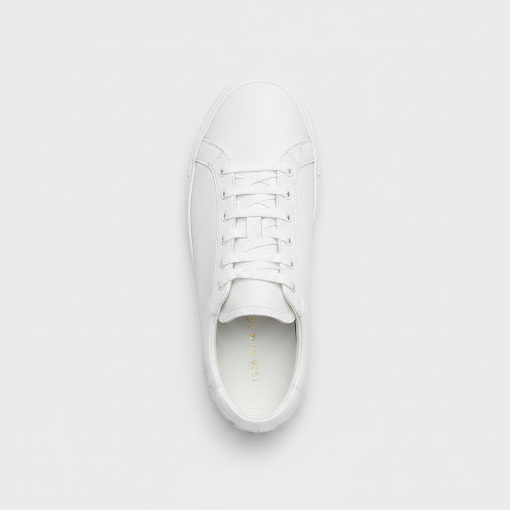 Noivin White Leather Sneaker — Top-Down