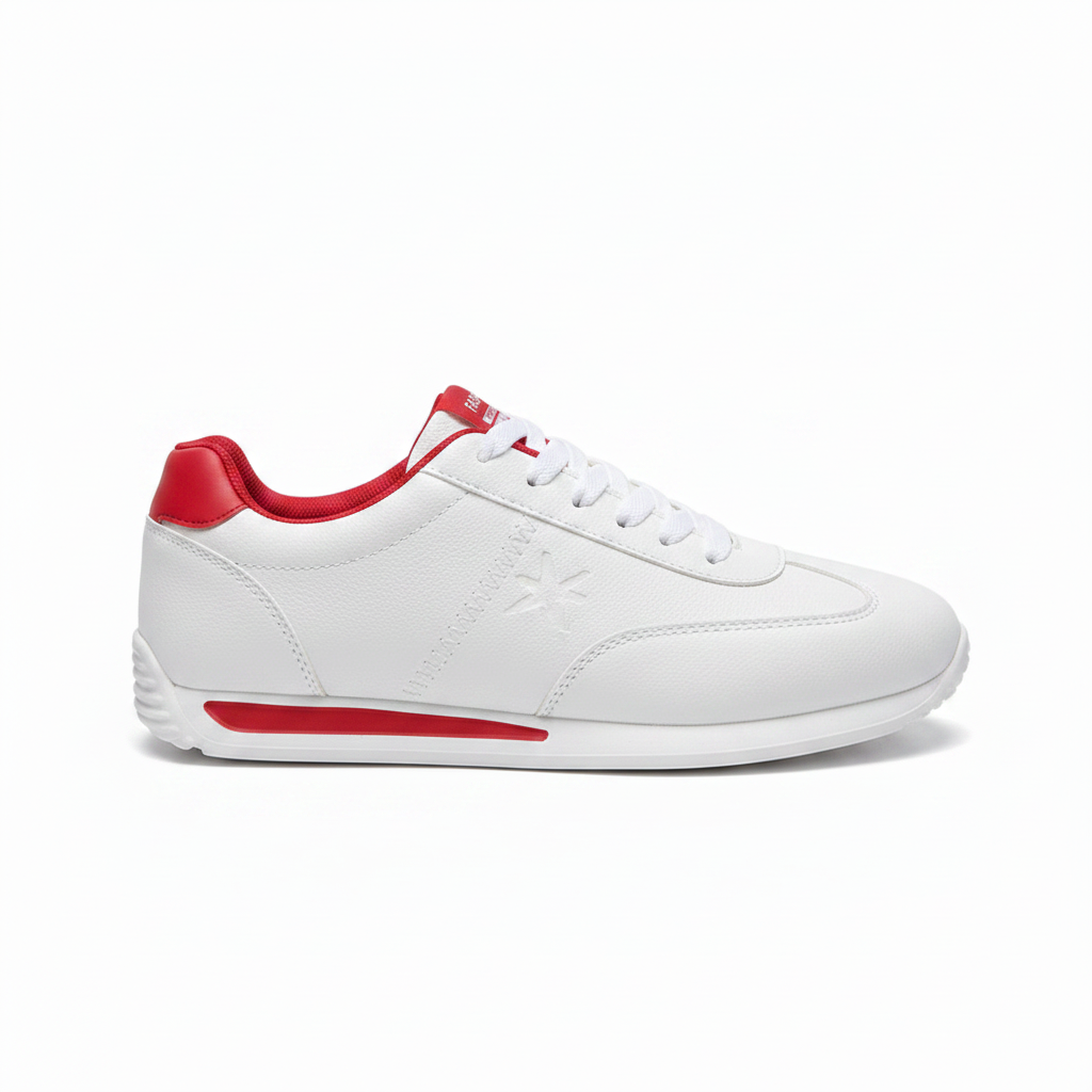 Noivin — White/Red Sneaker, Side Profile
