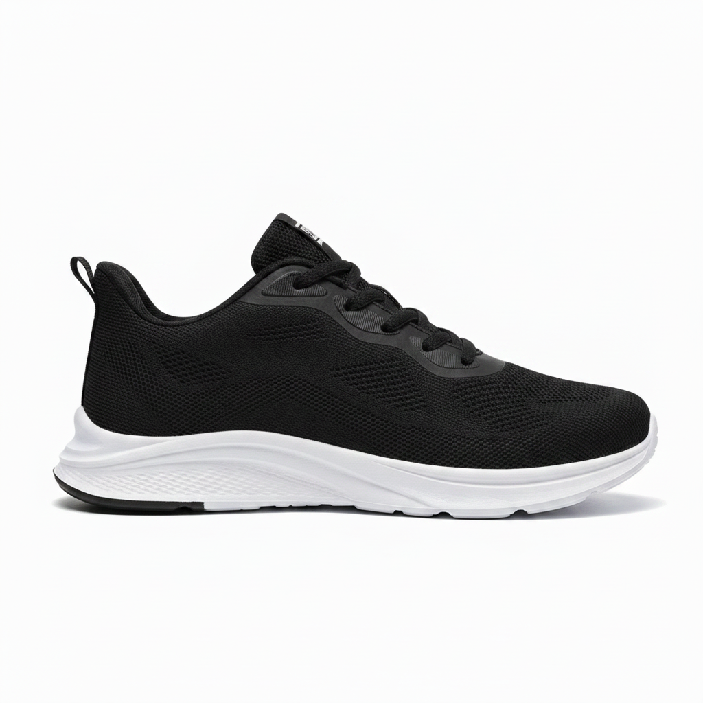 Sneaker Noir / Semelle Blanche – Side Profile